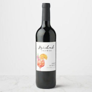 Aperol Spritz Floral Bridal Shower Wine Label