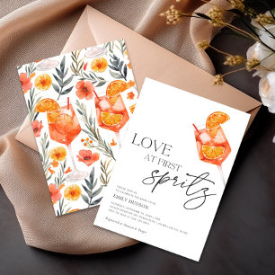 Aperol Spritz Floral Watercolor Bridal Shower Invitation