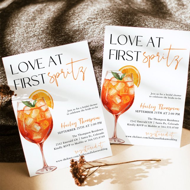 Aperol Spritz, Love At First Spritz Bridal Shower Invitation (Creator Uploaded)