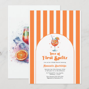 Aperol Spritz "Love at First Spritz" Bridal Shower Invitation