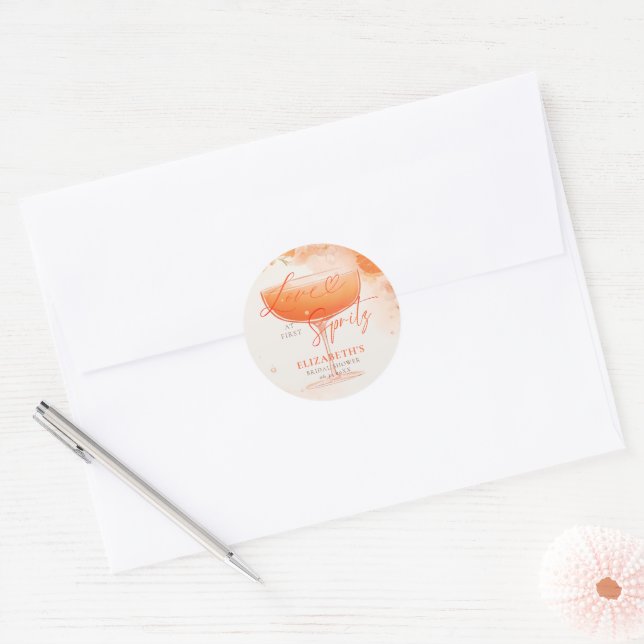 Aperol Spritz Love Citrus Floral Bridal Shower Classic Round Sticker (Envelope)