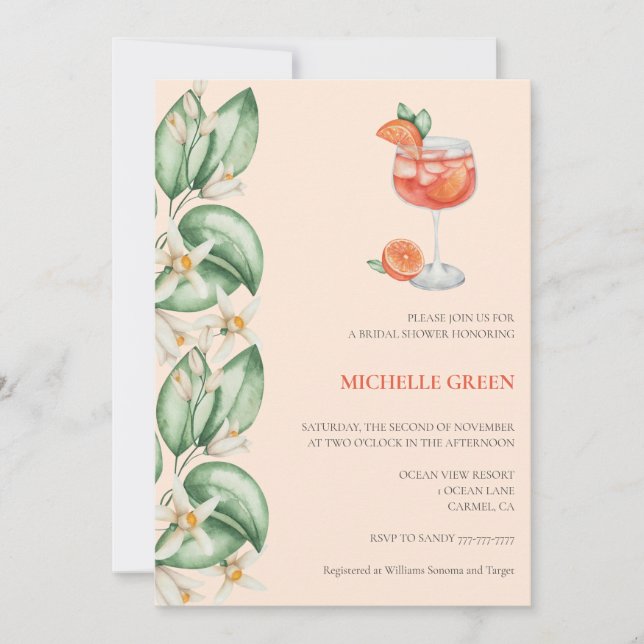 Aperol Spritz Orange Bridal Shower Invitation (Front)