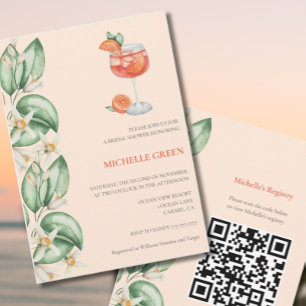 Aperol Spritz Orange Bridal Shower Invitation QR