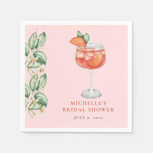 Aperol Spritz Orange Bridal Shower Napkin (Front)