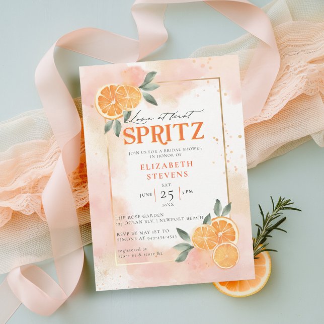 Aperol Spritz Oranges Citrus Frame Bridal Shower Invitation (aperol spritz bridal shower invitation citrus frame cocktail summer brunch garden pool party love)