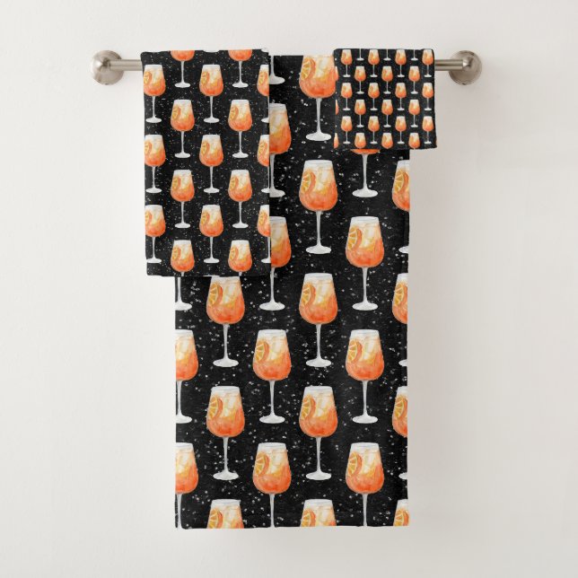 Aperol Spritz Pattern Bath Towel Set (Insitu)