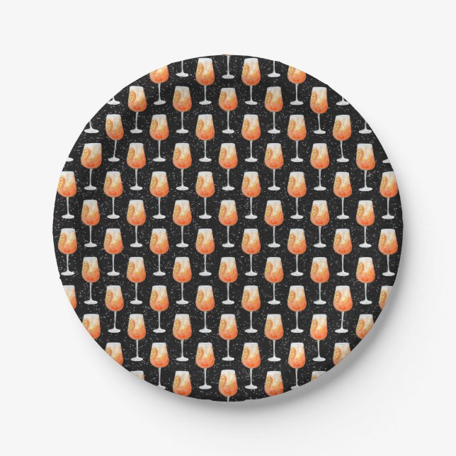 Aperol Spritz Pattern Paper Plate (Front)