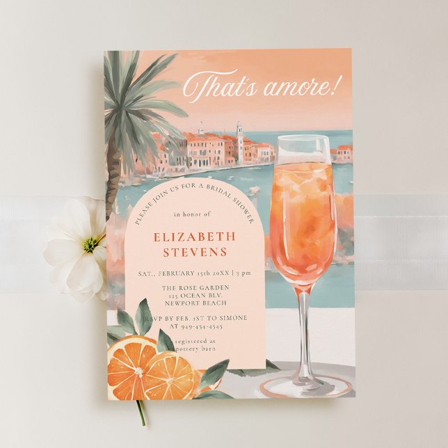 Aperol Spritz Venice Summer Chic Bridal Shower Invitation (aperol spritz bridal shower invitation citrus cocktail summer brunch garden pool party venice amore)