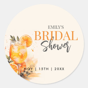 Aperol Spritz Watercolor Bridal Shower Classic Round Sticker