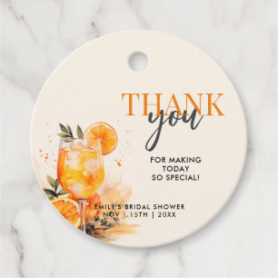 Aperol Spritz Watercolor Bridal Shower Favour Tags