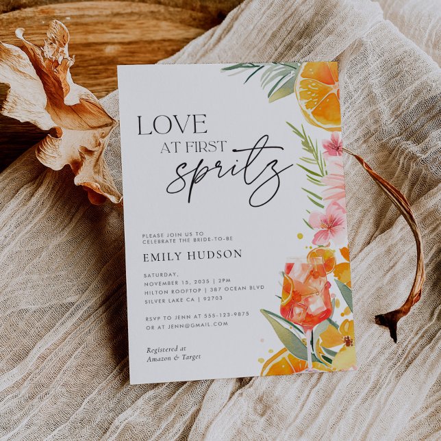 Aperol Spritz Watercolor Bridal Shower Invitation (Creator Uploaded)