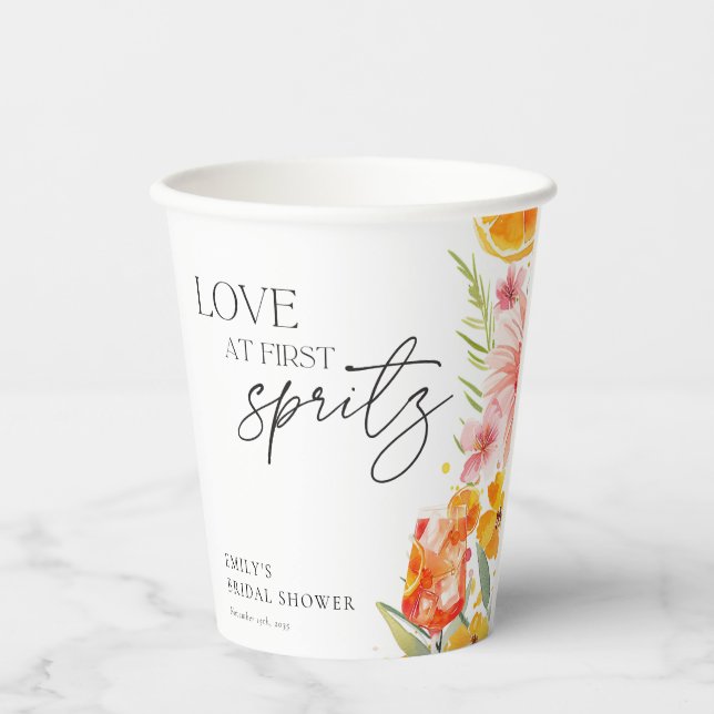 Aperol Spritz Watercolor Bridal Shower Paper Cups (Front)