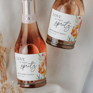 Aperol Spritz Watercolor Bridal Shower Sparkling Wine Label
