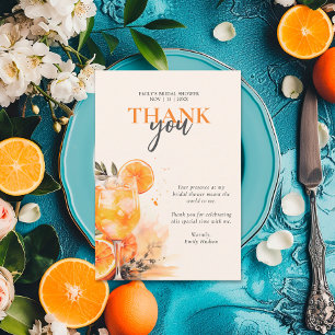 Aperol Spritz Watercolor Bridal Shower Thank You Card