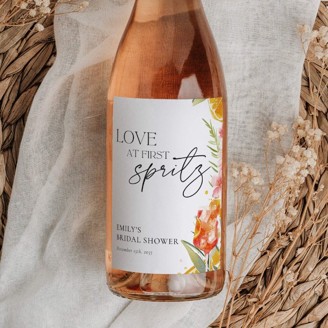 Aperol Spritz Watercolor Bridal Shower Wine Label (Creator Uploaded)