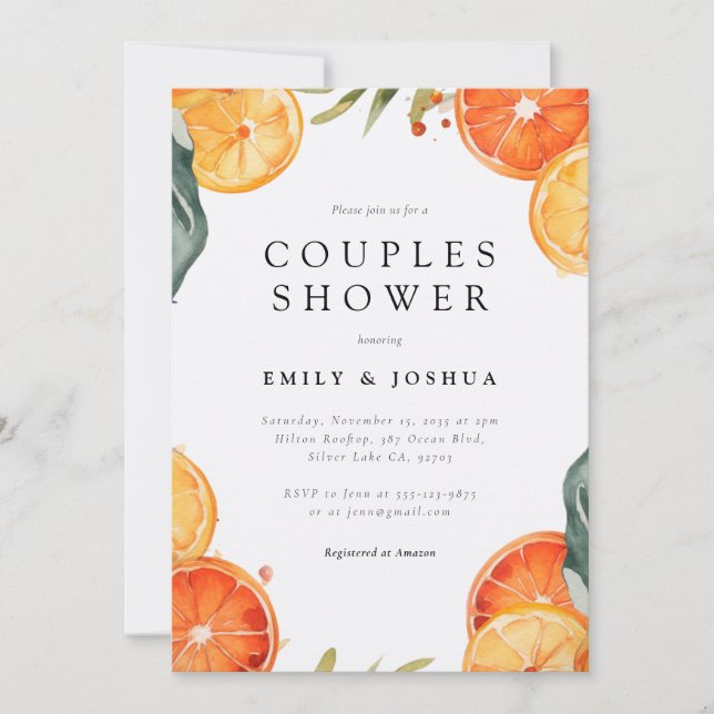 Aperol Spritz Watercolor Couples Shower Invitation (Front)