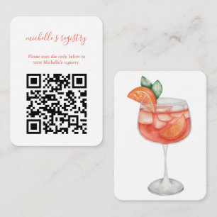 Aperol Spritz Wedding BridalShower Details QR Code Enclosure Card