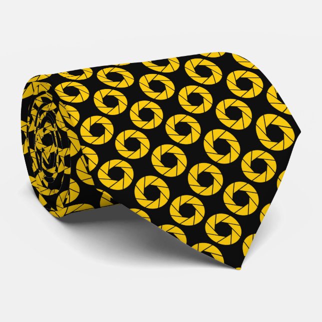 Aperture Pattern - Amber on Black Tie (Rolled)