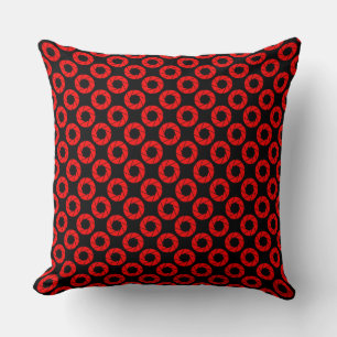 Aperture Pattern - Red on Black Cushion