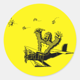 Apes On Planes Classic Round Sticker