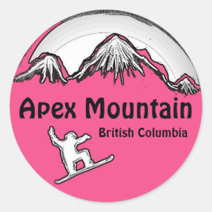 Apex Mountain BC Canada pink snowboard stickers