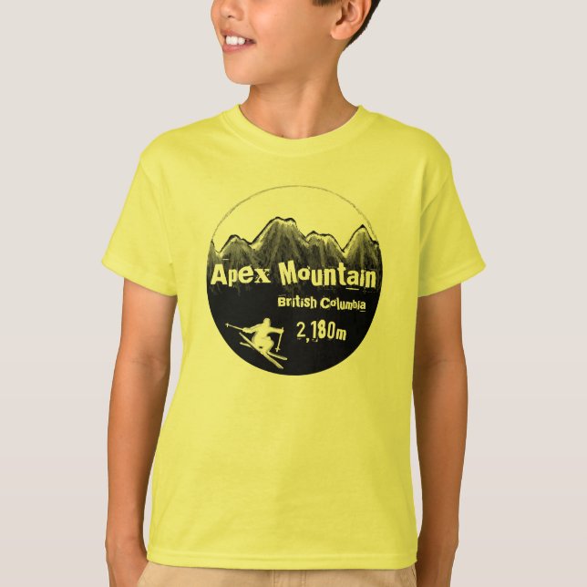 Apex Mountain British Columbia boys yellow ski tee (Front)