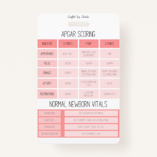 APGAR and NRP Reference Nurse Badge ID Badge