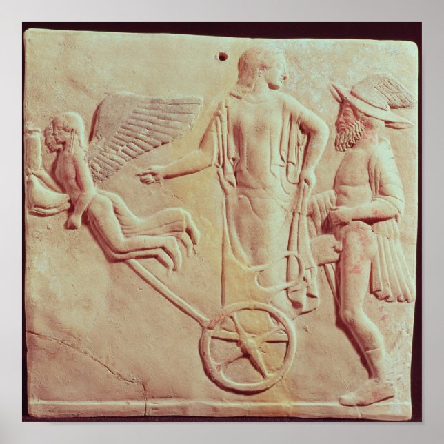 Aphrodite and Hermes riding on a chariot Poster (Front)