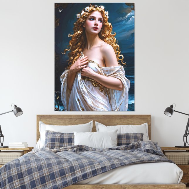 "Aphrodite: Goddess of Love and Light" Canvas Print (Insitu(Bedroom))