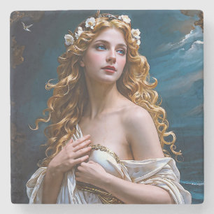 "Aphrodite: Goddess of Love and Light" Stone Coaster