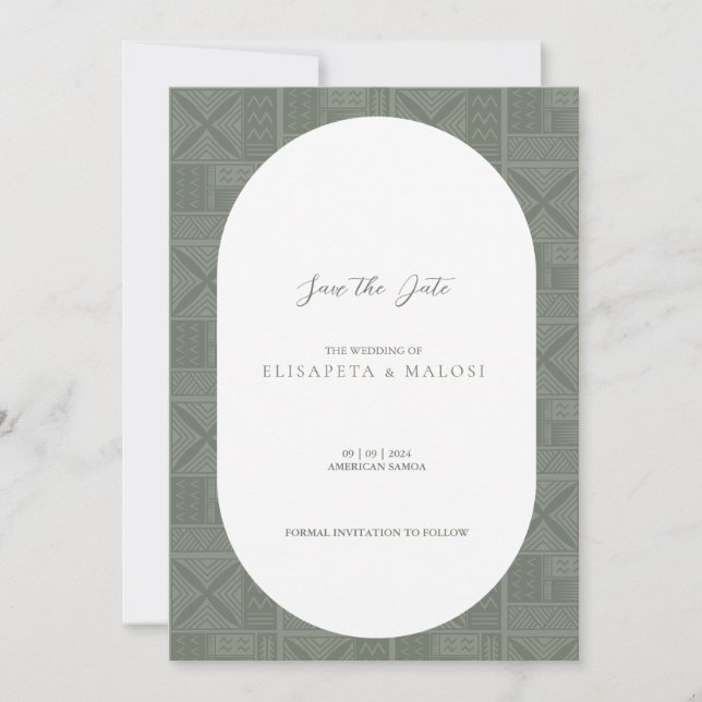 Apia Wedding Save the Date Invitation (Front)