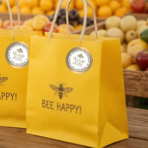 APIARY 3D GOLD HONEY BEE LOGO BUSINESS THANK YOU   CLASSIC ROUND STICKER