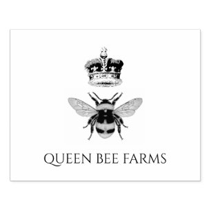 Apiary Bee And Crown Rubber Stamp