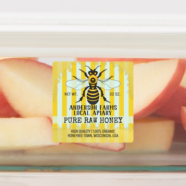 Apiary Bee Honey Jar Honeybee Striped Business (Affixed)