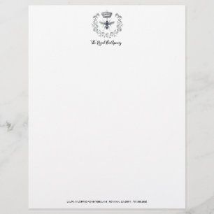 Apiary Queen Honey Bee Crown And Laurel Custom Letterhead
