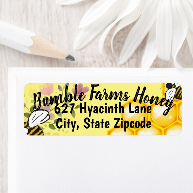 Apiary RAW HONEY Custom RETURN ADDRESS label (Insitu)