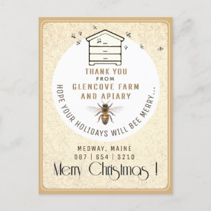 Apiary Thank You Christmas Holiday Card Hive Bees