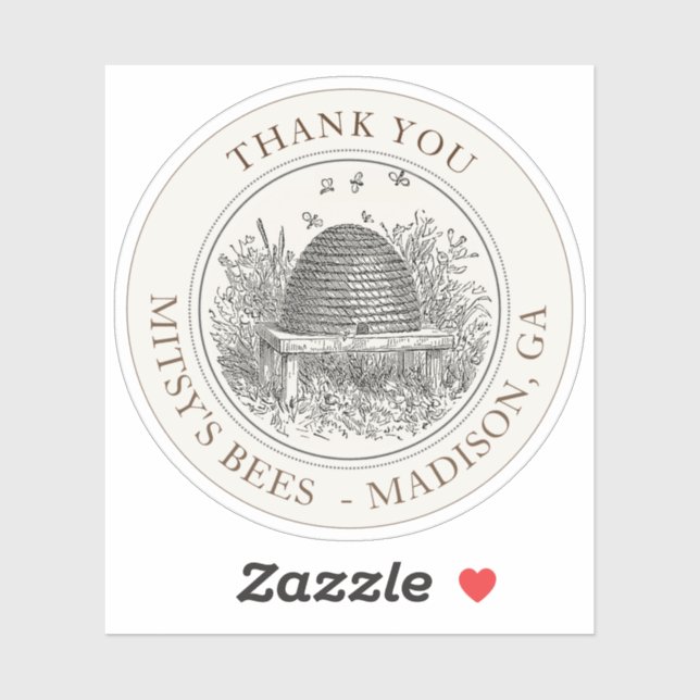 APIARY THANK YOU Label with Skep (Sheet)