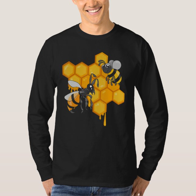Apiculture Cute Bees Honeycomb Bee Hive Beekeeping T-Shirt (Front)