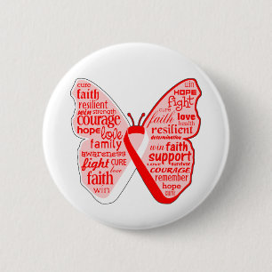 Aplastic Anaemia Awareness Butterfly Ribbon 6 Cm Round Badge