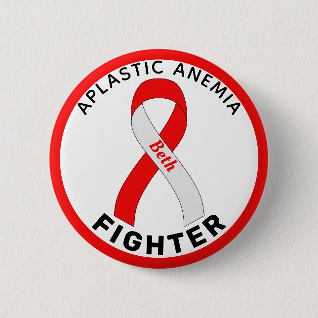 Aplastic Anaemia Fighter Ribbon White Button (Front)