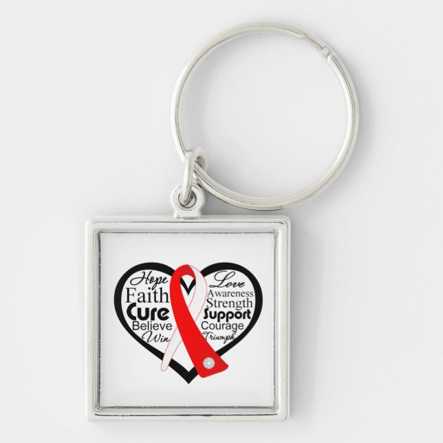 Aplastic Anaemia Heart Ribbon Collage Key Ring (Front)