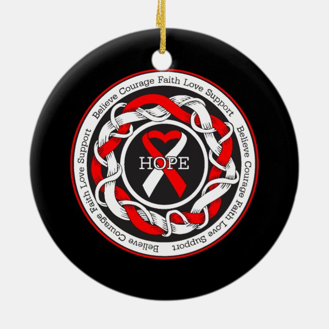 Aplastic Anaemia Hope Intertwined Ribbon Ceramic Tree Decoration (Back)