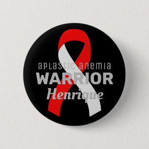 Aplastic Anaemia Warrior Ribbon Black Button