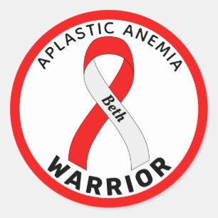 Aplastic Anaemia Warrior Ribbon White Round Sticke Classic Round Sticker