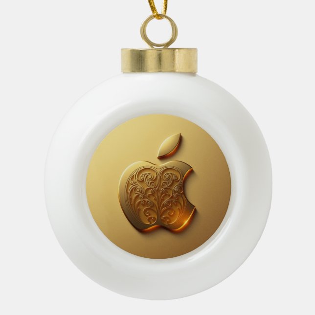 Aplle Ceramic Ball Christmas Ornament (Front)