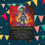 Apocalypse Birthday Zombie Boy Invitation<br><div class="desc">Apocalypse Birthday Zombie Boy
A zombie personalised for a little child.  Invite friends and loved ones to celebrate your boy's 8th birthday,  Click the "Customise it!" button to change the text size,  text colour,  font style and more!</div>