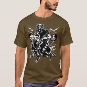 Apocalypse Rock Guitar Player in Gas Mask T-Shirt