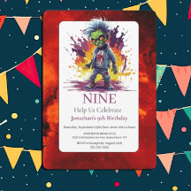Apocalypse Zombie Boy Costume Birthday Invitation 