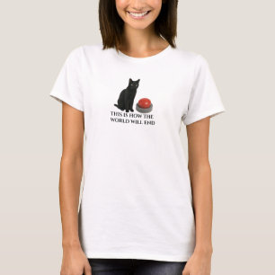 Apocalyptic Cat - Red Button Chaos Design T-Shirt